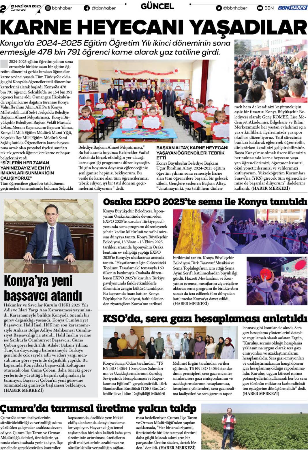 21 HAZİRAN 2025 Cumartesi BBN Haber e Gazete 2