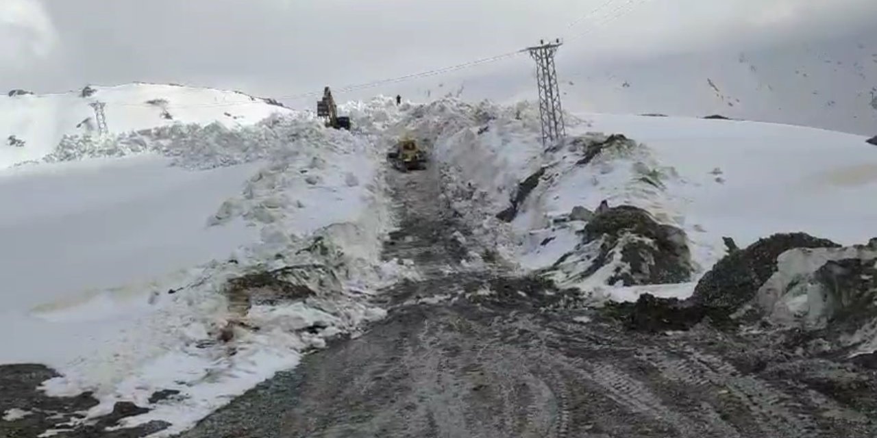 Mayıs ayında 10 metrelik karda yol açma çalışmaları sürüyor