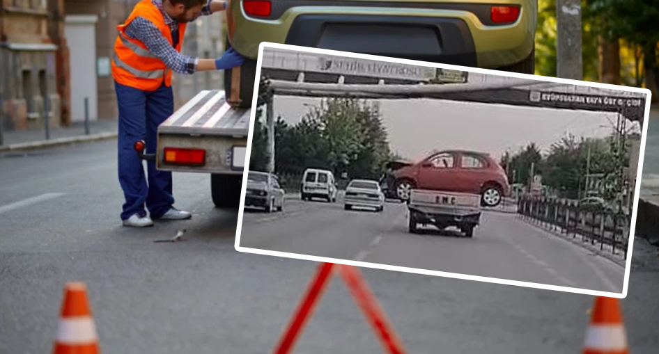 Trafikte bir enteresan yolculuk! Konya usulü çekici hizmeti