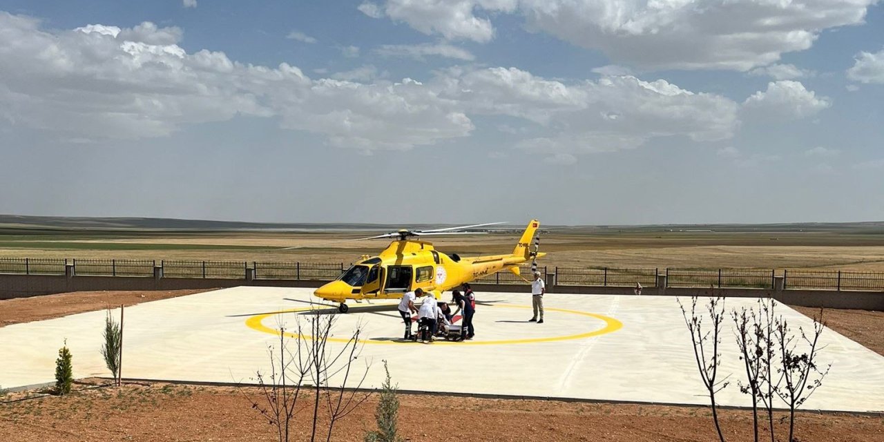 Konya'da kalp krizi geçiren vatandaş helikopter ambulansla sevk edildi