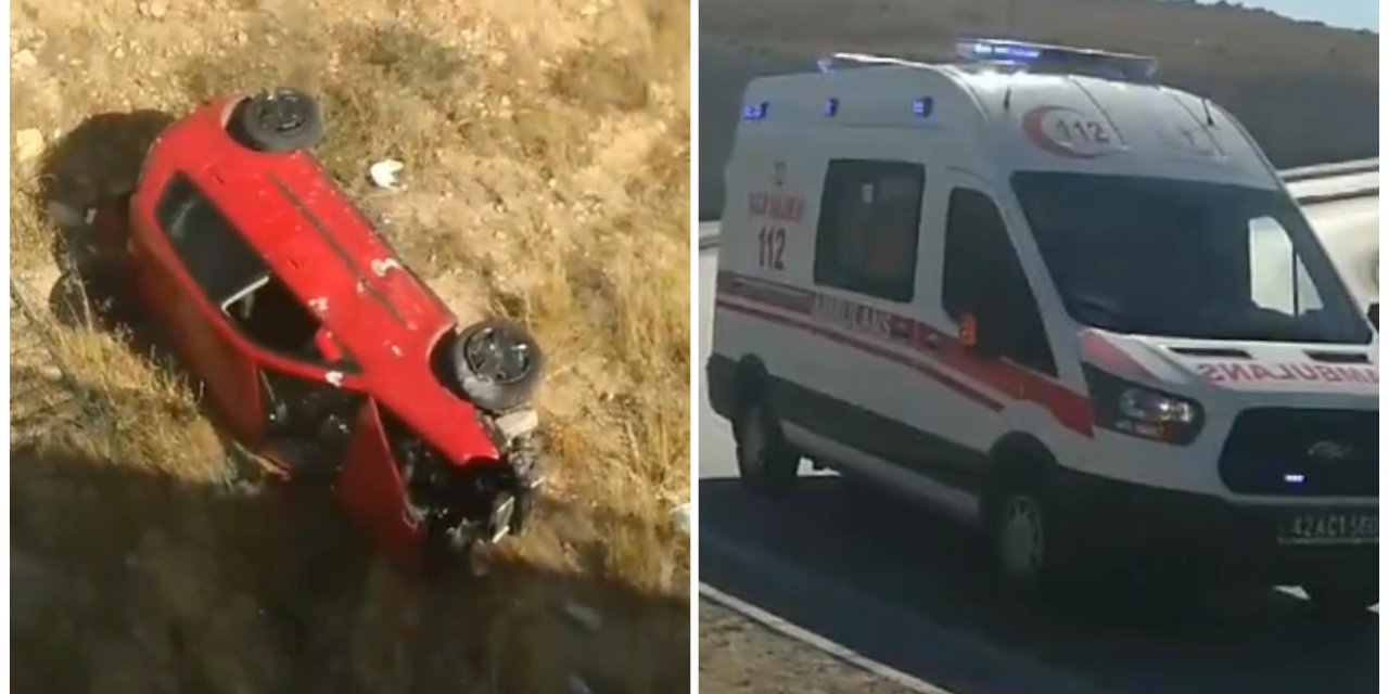 Konya'da feci kaza! Kontrolden çıkan araç köprüden aşağı uçtu