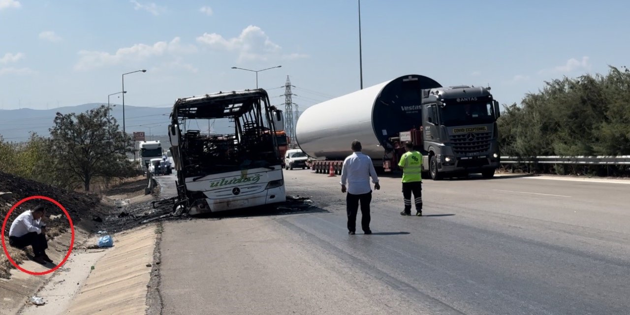 Otobüste çıkan yangın ormanlık alana sıçradı