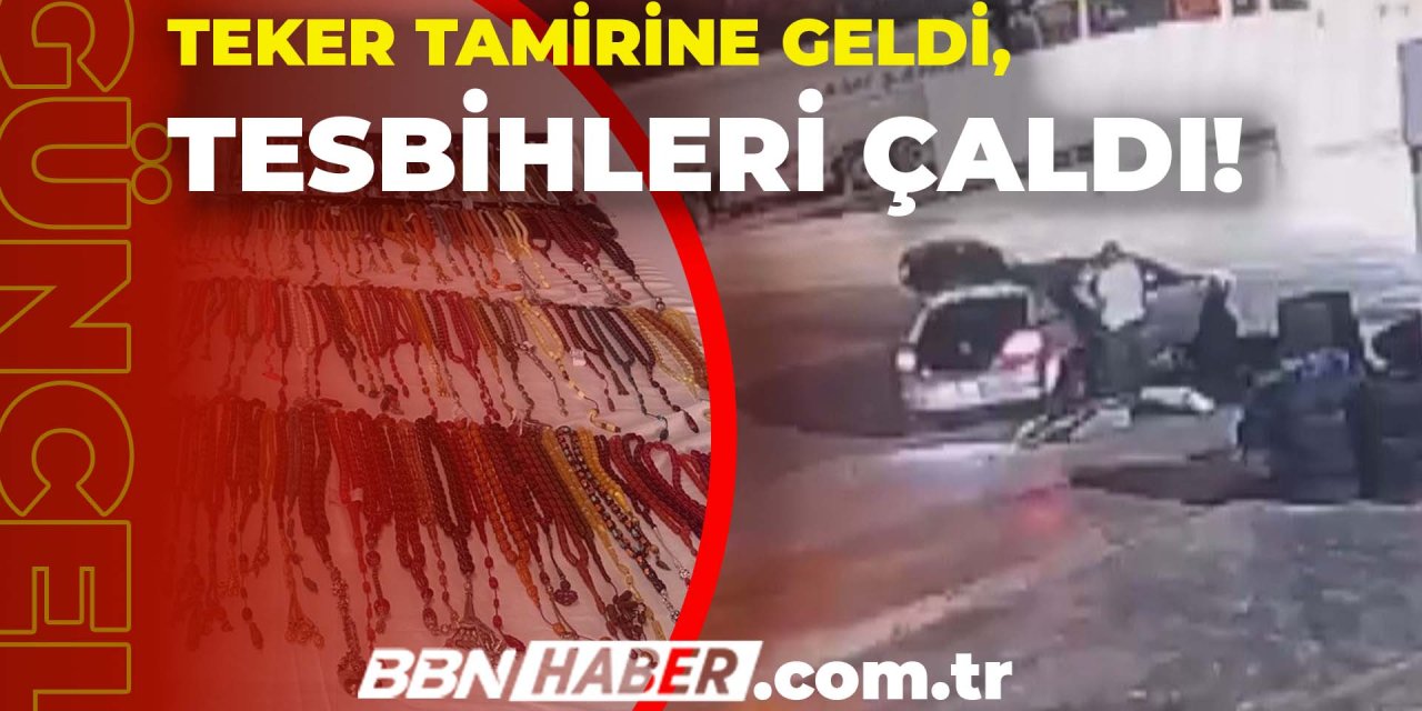 Konya'da akılalmaz olay! Patlak lastiğine aldırmadı, tespih çaldı