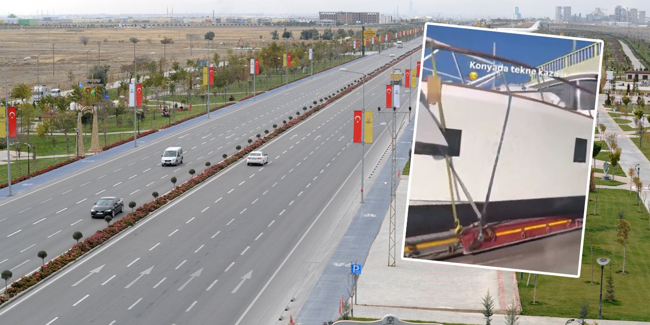 Denizi olmayan Konya'da bir garip tekne kazası. Olduğu yere sıkıştı