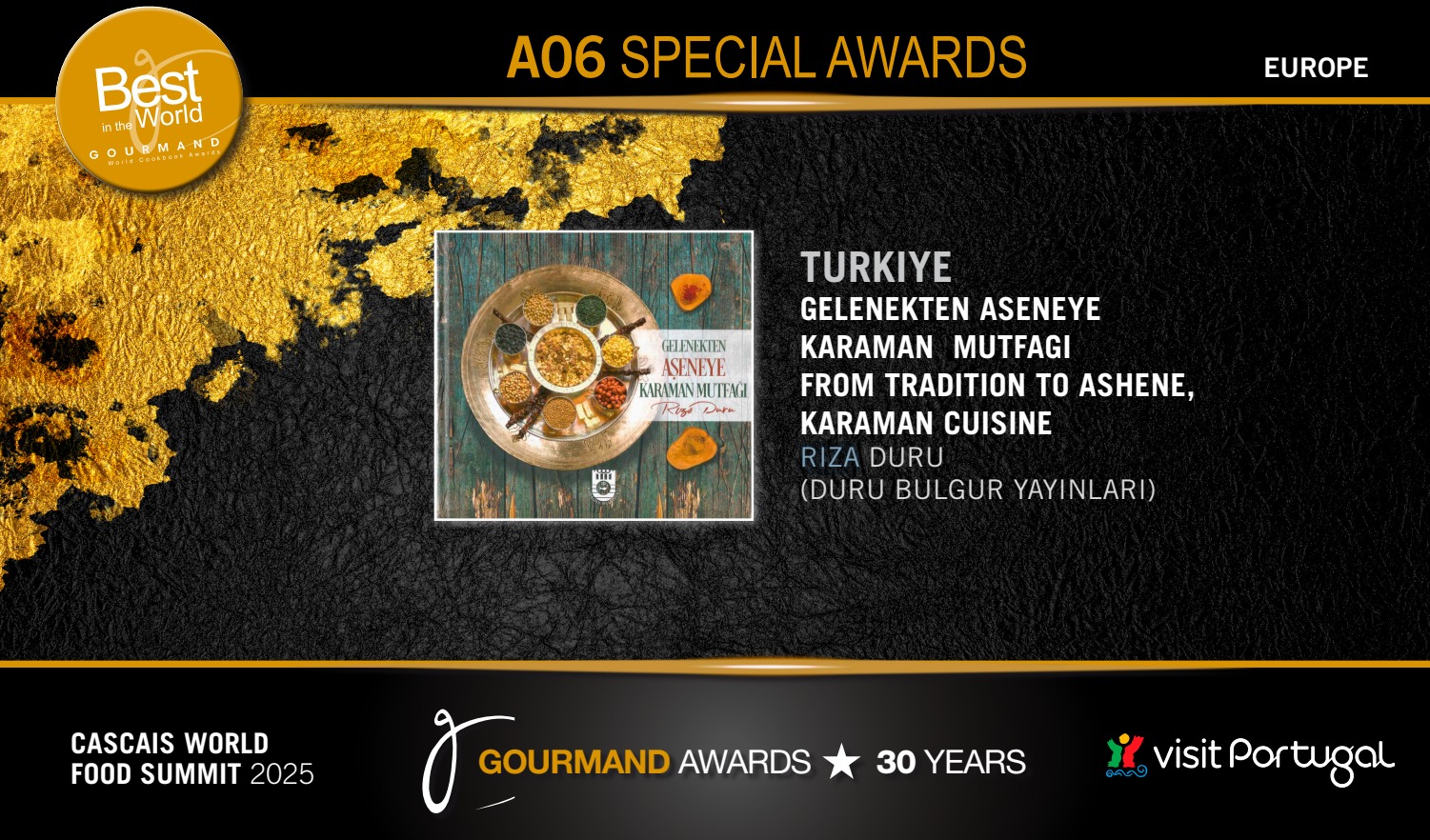 Aşeneye Karaman Mutfağı kitabı Jüri Özel Ödülü'ne layık görüldü