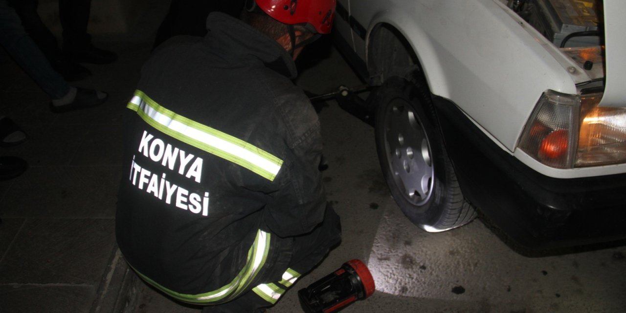 Konya itfaiyesinin yılan operasyonu heyecan yarattı