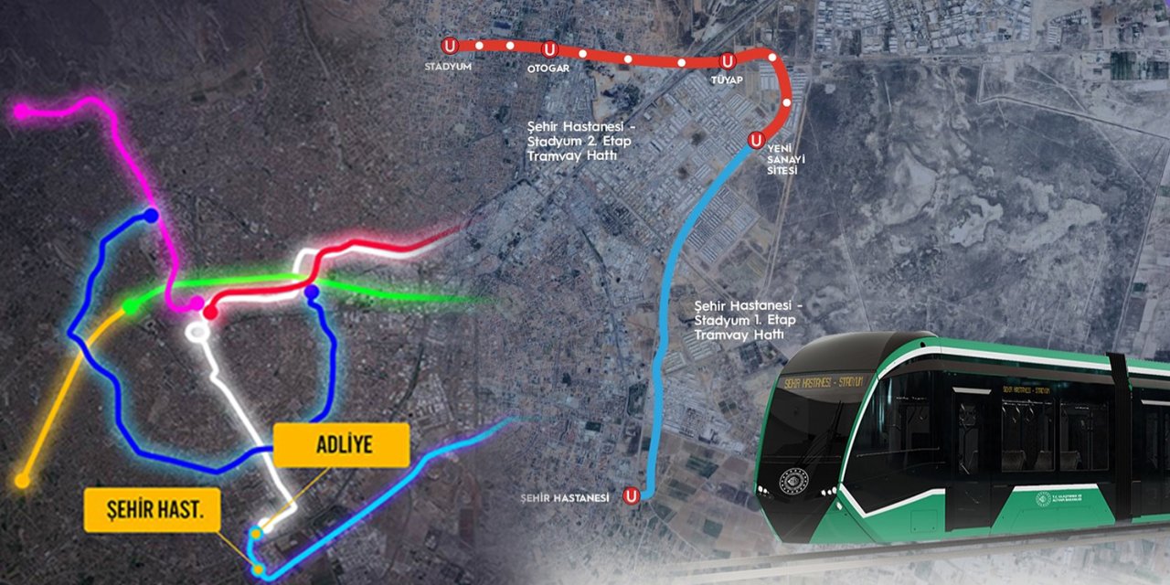 Konya'nın yeni tramvay hattında 21 istasyon var. Ulaşım yarım saate düşecek