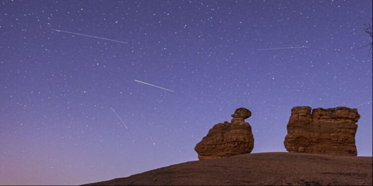 Meteor yağmuru Konya semalarında büyüleyici görüntüler ortaya çıkardı
