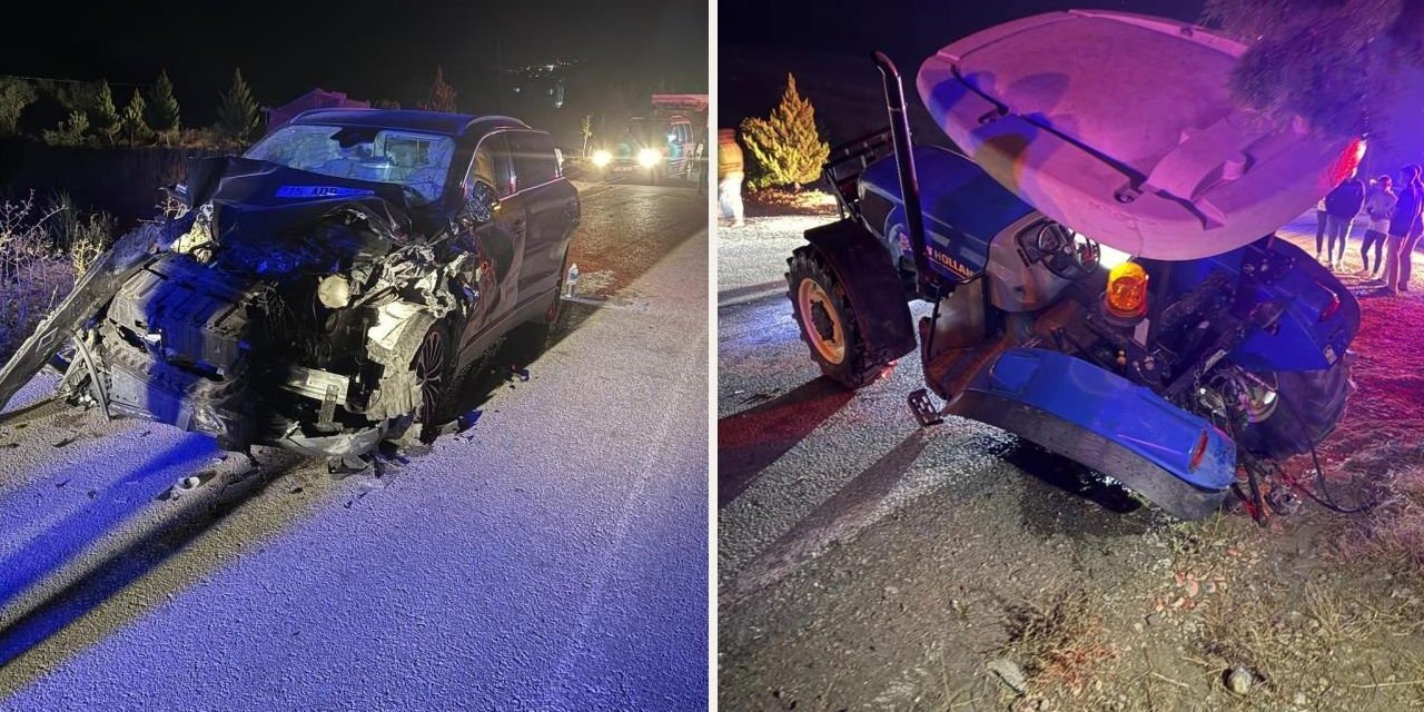 Burdur'da otomobil ile traktör çarpıştı: Yaralıların yarısı çocuk