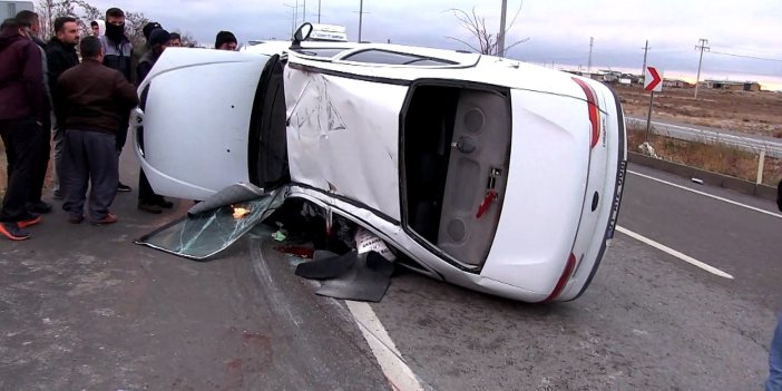 Karşı şeride geçen otomobil takla attı: 1’i bebek 4 yaralı