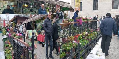 İstanbul Eminönü çiçek pazarına kış uğramıyor