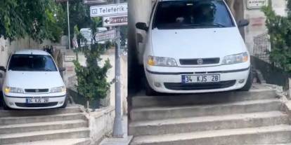 Navigasyon kurbanı olan sürücü kendisini Piyer Loti merdivenlerinde buldu