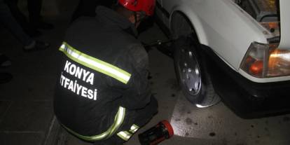 Konya itfaiyesinin yılan operasyonu heyecan yarattı